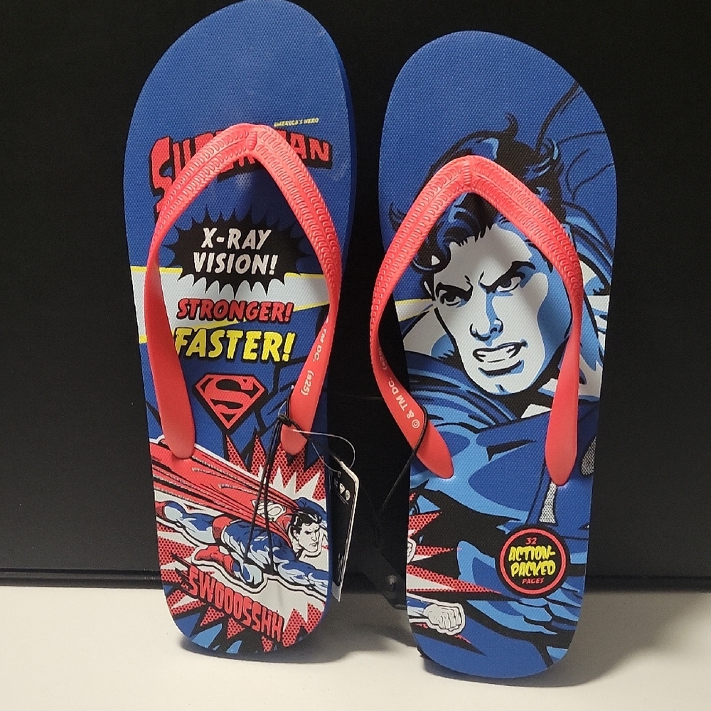 Superman Flip Flops with Red and Blue Design B4